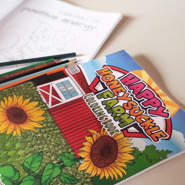 Coloring book with Affirmations for Kids... this coloring book has fun pictures of farm animals and affirmations on each page that kids can color in.