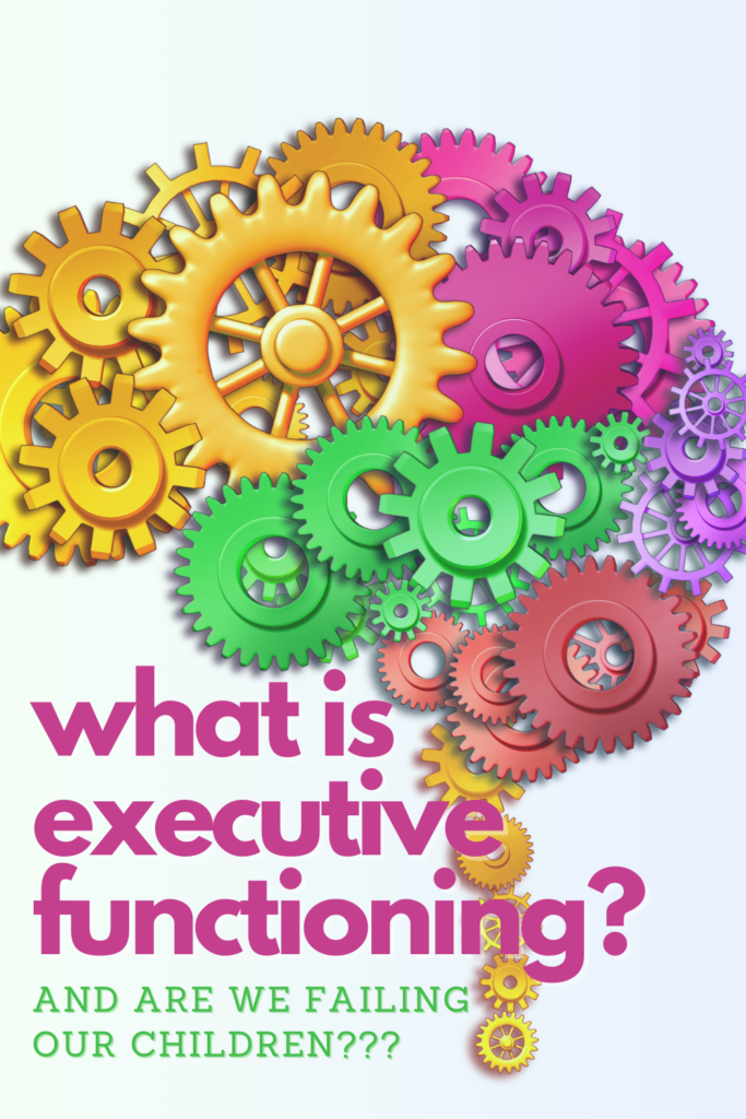 Photo: Cogs in the shape of a question mark with the text over it: What is executive functioning? And are we failing our children? 

A discussion and therapist's thoughts on executive functioning skills, discrepancies between men and women, and the development of those skills.